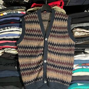Men's Geometric Knit Cardigan Vest